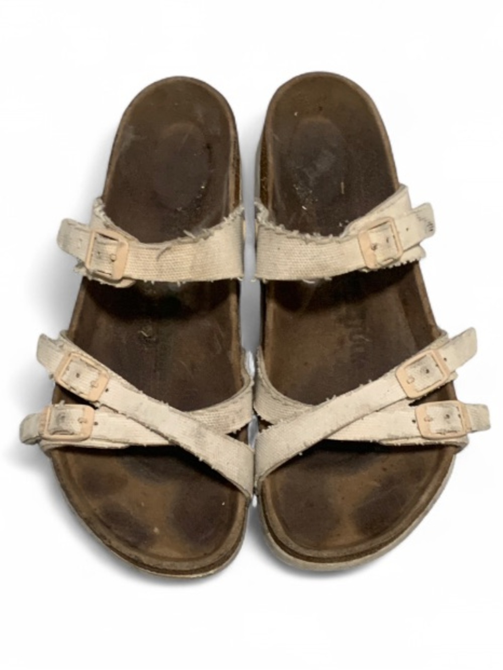 Birkenstock Franca Off White Strappy Buckle Sandals